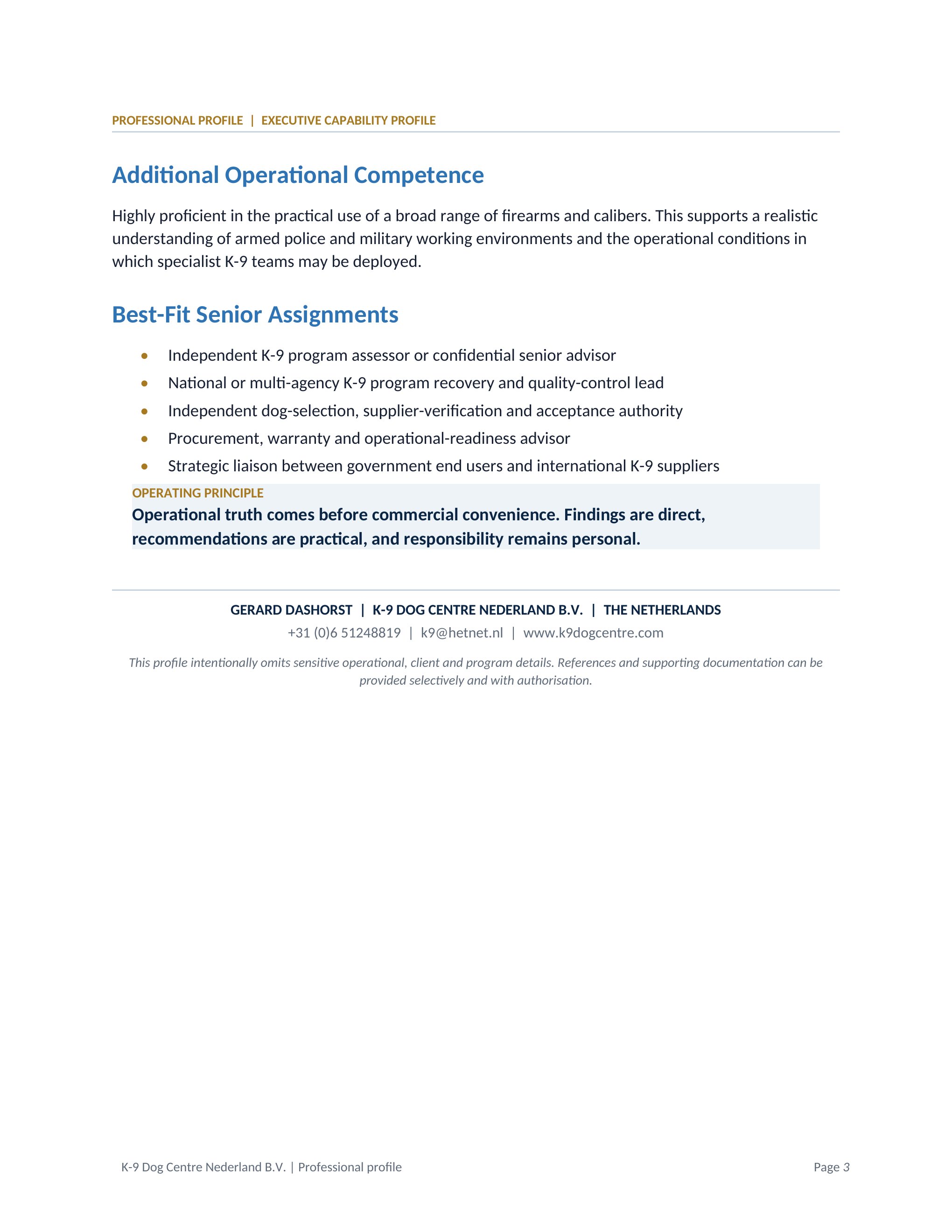 Professional profile, page 3 of 3